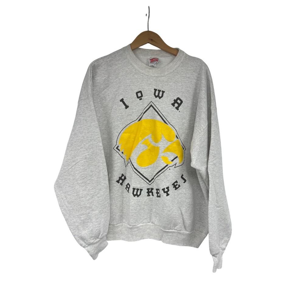 VTG Iowa Hawkeyes Hanes Sweatshirt Mens XXL Gray Crewneck Pullover UNISEX